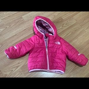 Baby girl hot pink puff jacket (reversible)